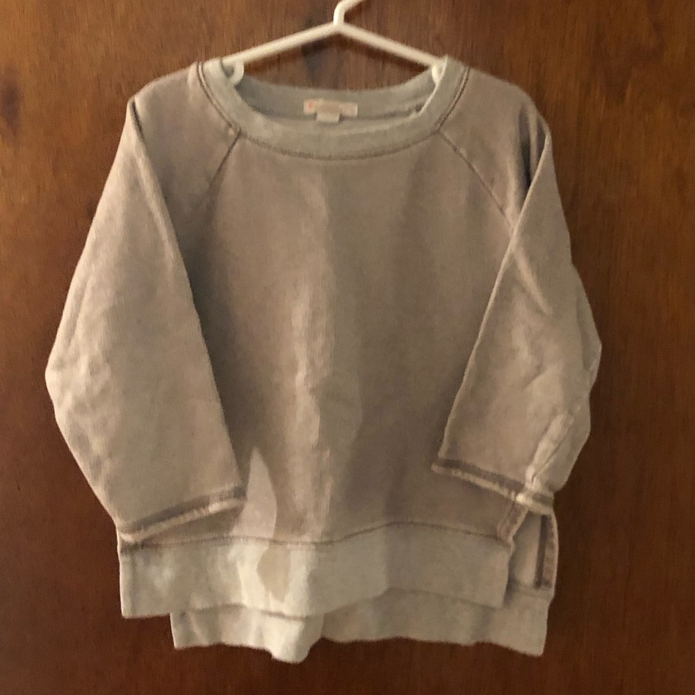 Crewcuts Girls metallic gray sweatshirt 3/4 sleeve, size 6/7